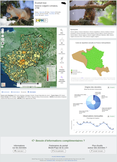 Biodiv Pays de la Loire fiche espèces territoires